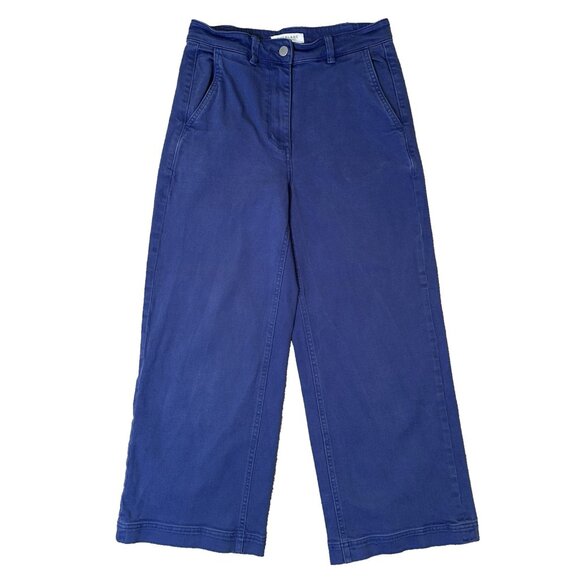 Everlane Wide-Leg Crop Pants Royal Blue Size 6 High-Rise Straight Ankle Chinos - Picture 1 of 12